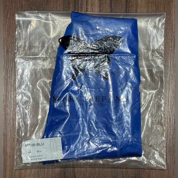 New Marc Defang Blue Contrast Stitch Side Pocket Active Long Leggings - S - Picture 5 of 5